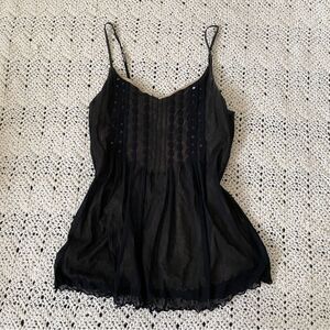The Limited Mesh Sequin Y2K Babydoll Cami Tank Top Black small whimsygoth fairy